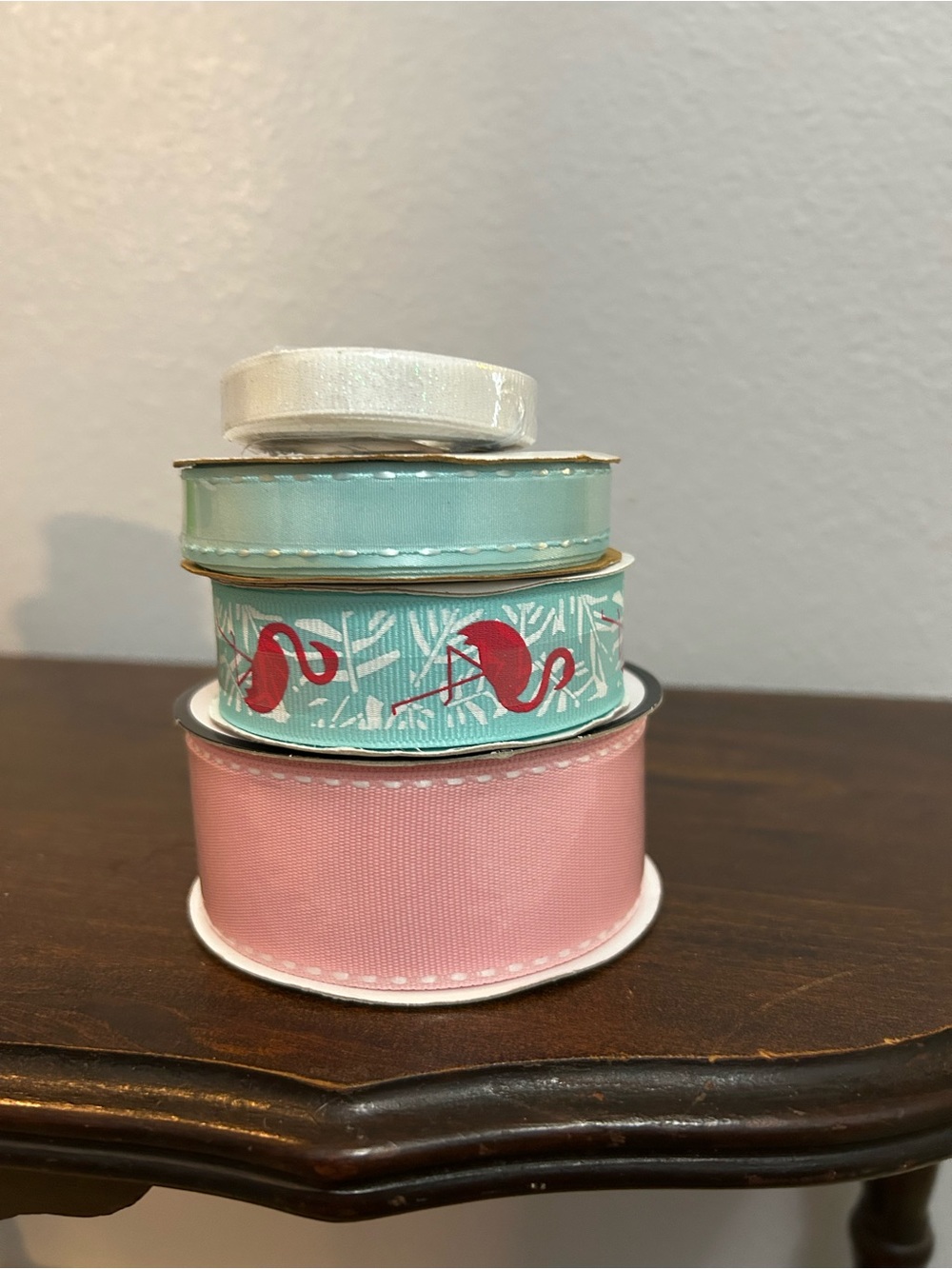 Pink and Aqua Flamingo Ribbon Set